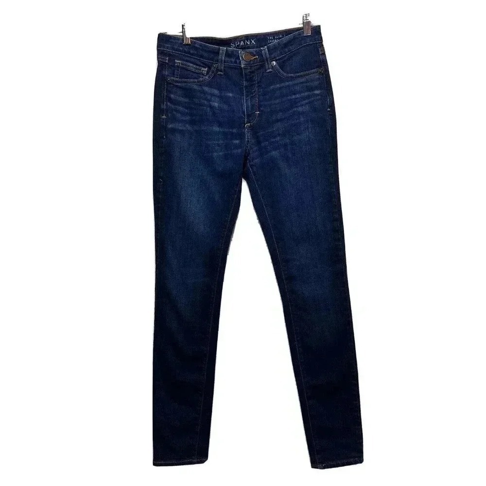 Spanx Womens Slim‎ X Skinny Dark Blue Jeans Sz 28 Slimming Stretch Comfort Basic